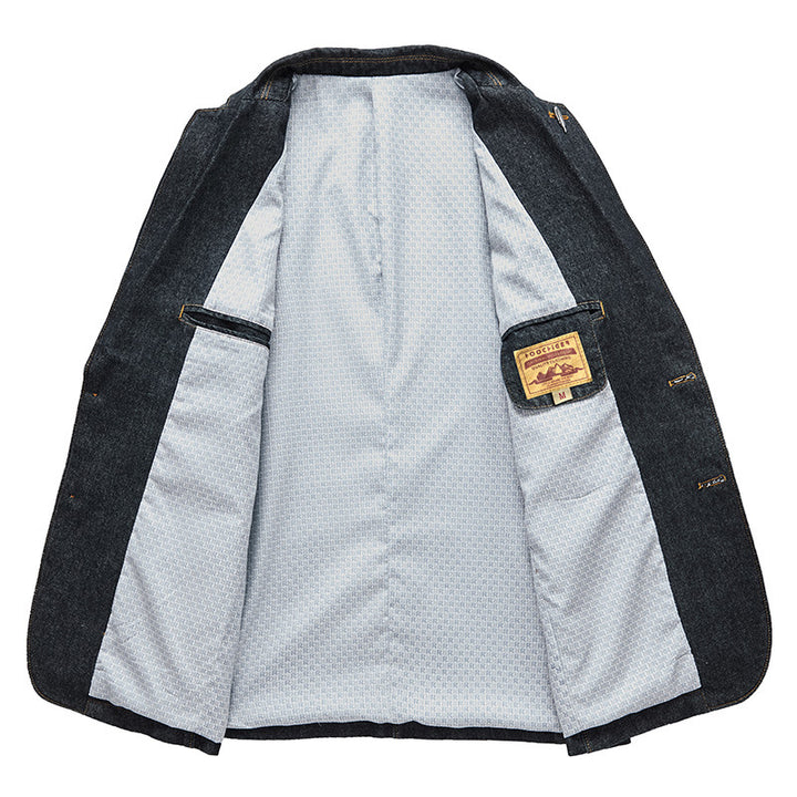Herren Jeansblazer im smart-casual Stil mit Reverskragen und aufgesetzten Taschen Drune