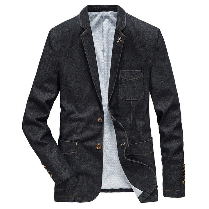Herren Jeansblazer im smart-casual Stil mit Reverskragen und aufgesetzten Taschen Drune