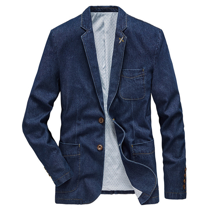 Herren Jeansblazer im smart-casual Stil mit Reverskragen und aufgesetzten Taschen Drune
