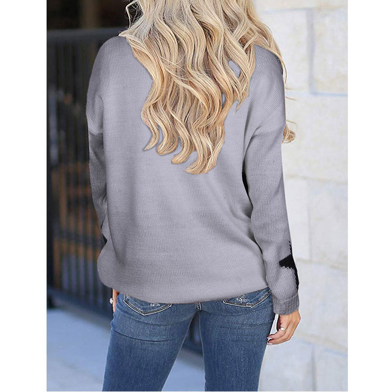 Damen Strickpullover mit Sterne-Design und weichem Material Drune