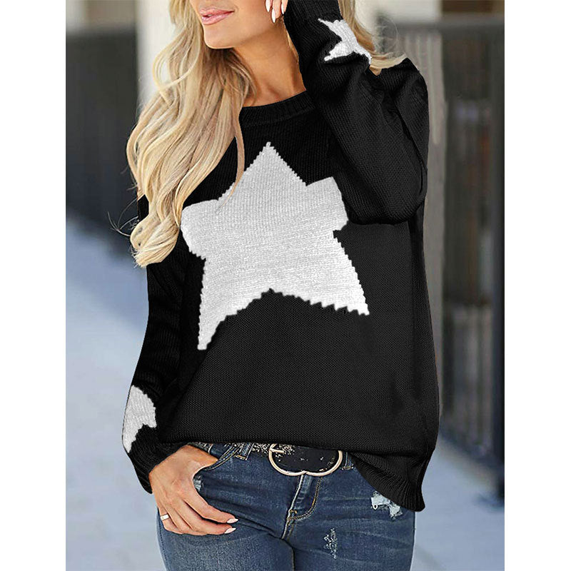 Damen Strickpullover mit Sterne-Design und weichem Material Drune