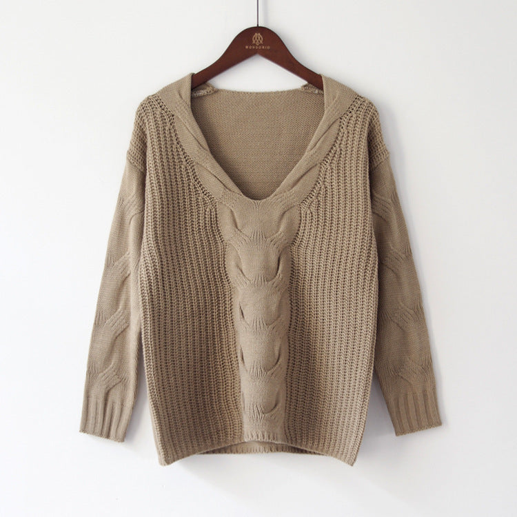 Damen Strickpullover mit offener Schulter und exquisitem Zopfmuster Drune
