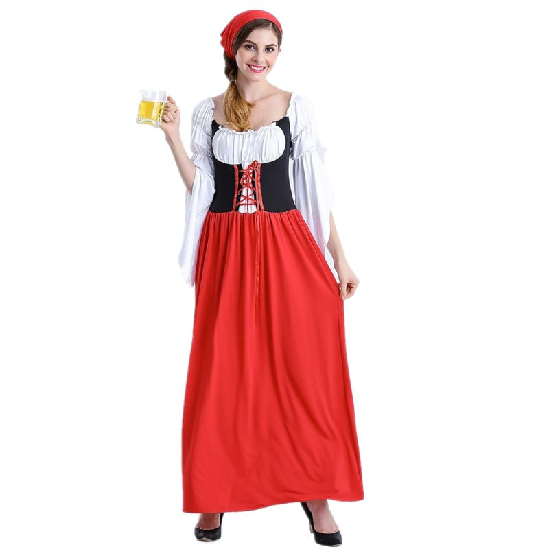 Damen nan authentisches Oktoberfest Madl Kostüm mit Schnürcorsage weiten Trompetenärmeln Drune