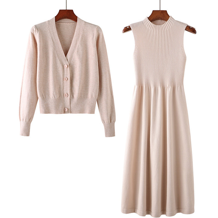 Damen Strickkleid mit passendem Cardigan Drune