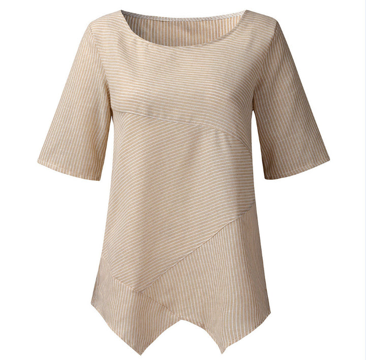 Damen asymmetrisches Tunika-Oberteil mit gestreiftem Design Drune