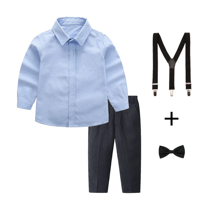 Damen elegantes Outfitset mit Hemd, Hose, Hosenträgern und Krawatte Drune