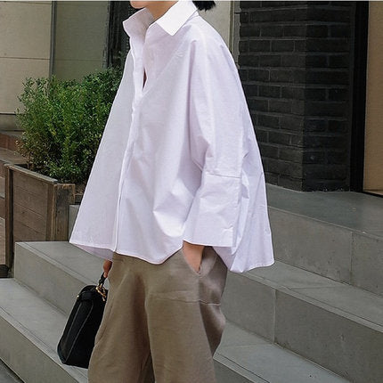 Damen Oversize-Boxy-Hemdbluse mit verlängertem Rückenteil und überschnittener Schulter Drune