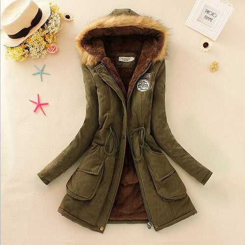 Damen nan langer Thermo-Parka mit kuscheliger Teddy-Innenfütterung, abnehmbarer Kunstfellkapuze und Tunnelzug-Taille Drune