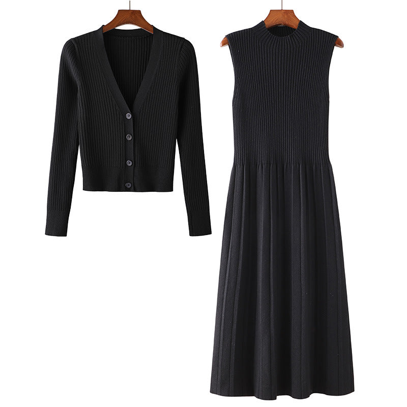 Damen Strickensemble mit tailliertem Kleid und leichter Cardigan Drune