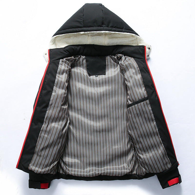 Herren Steppjacke mit Teddyfellkapuze und Chevron-Steppung Drune