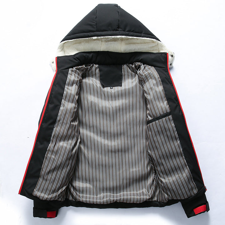 Herren Steppjacke mit Teddyfellkapuze und Chevron-Steppung Drune