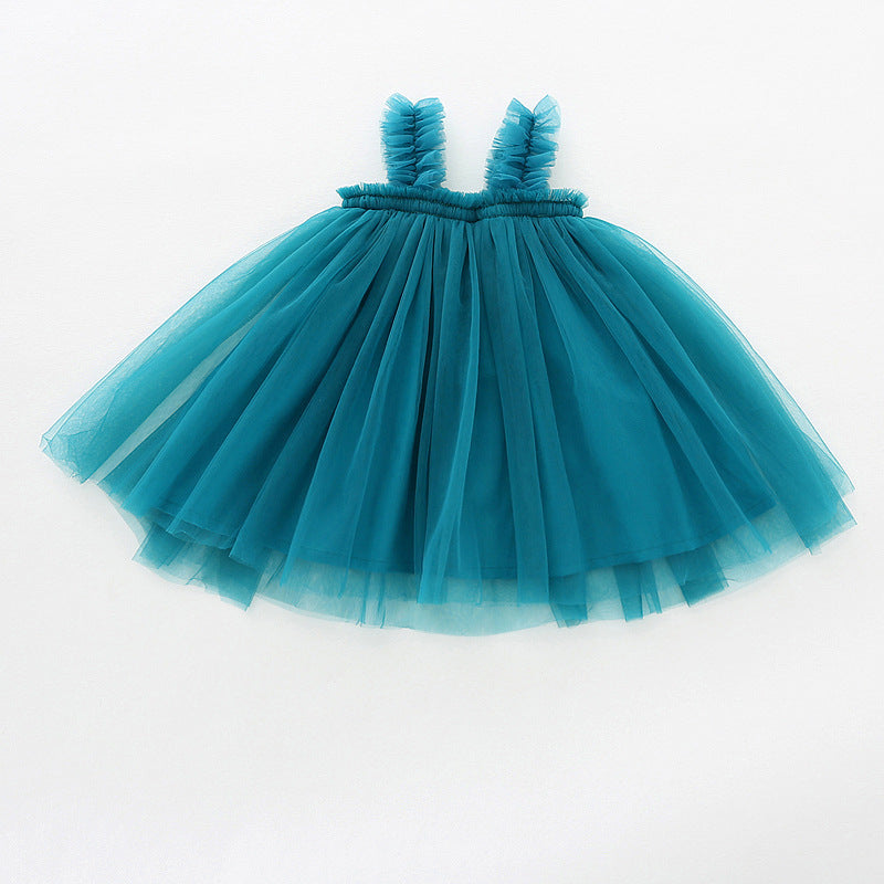 Mädchen Tüll Twirl Kleid mit Rüschen-Trägern Drune