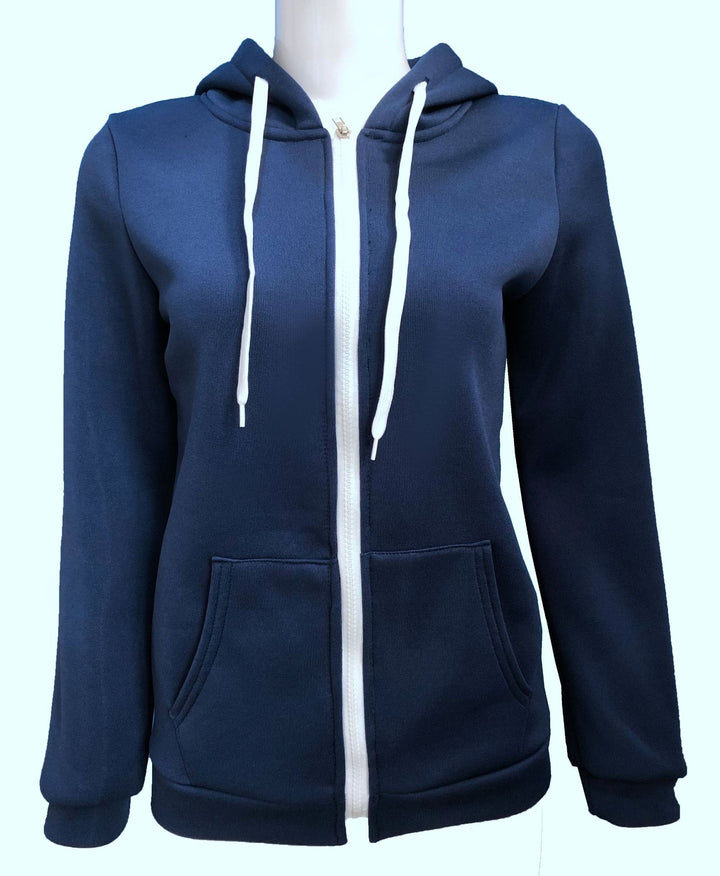 Damen bequemer Kapuzenpullover mit durchgehendem Reißverschluss und praktischen Taschen Drune