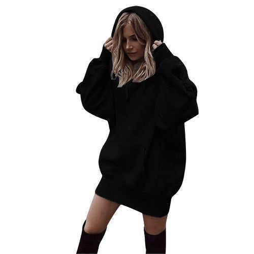 Damen Oversized Kapuzenkleid Drune