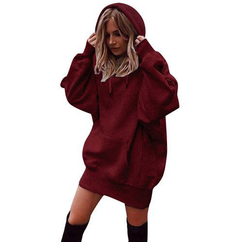 Damen Oversized Kapuzenkleid Drune