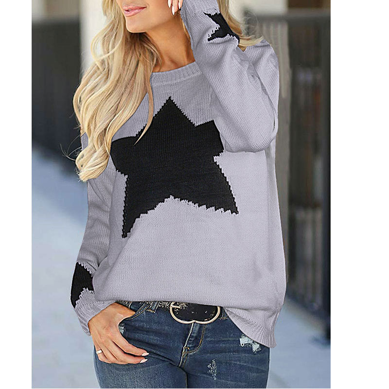 Damen Strickpullover mit Sterne-Design und weichem Material Drune