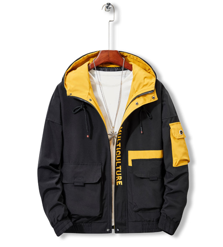 Herren Utility-Kapuzenshelljacke mit Multifachtaschen und kontrastgefütterter Kapuze Drune