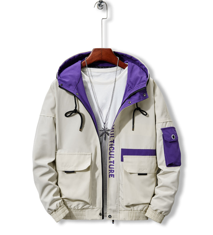 Herren Utility-Kapuzenshelljacke mit Multifachtaschen und kontrastgefütterter Kapuze Drune