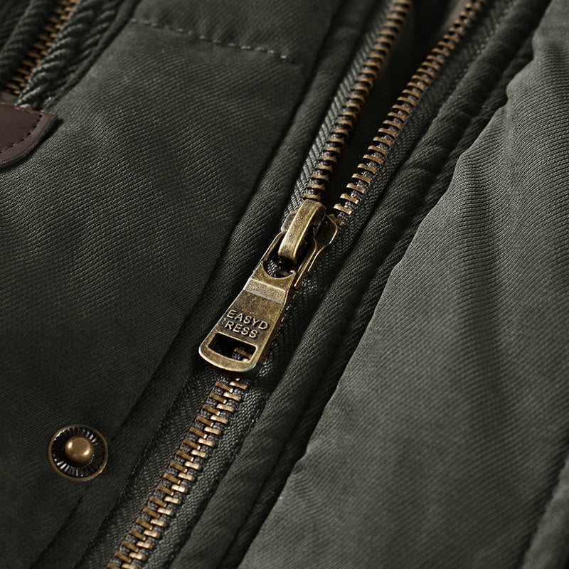 Herren wattierte Parka mit Kapuze und Teddyfutter Multitaschen Drune