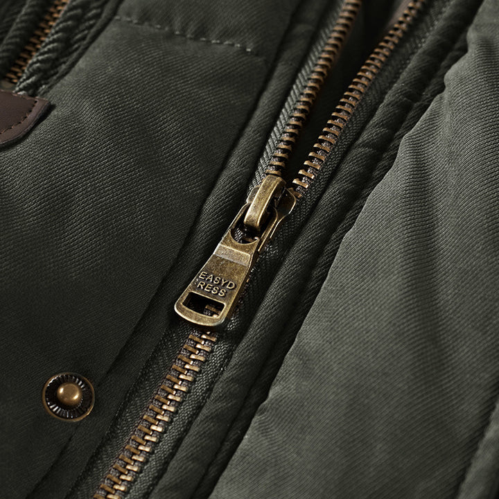 Herren wattierte Parka mit Kapuze und Teddyfutter Multitaschen Drune