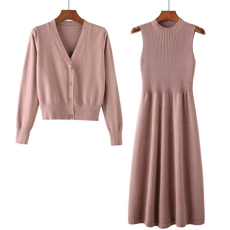 Damen Strickkleid mit passendem Cardigan Drune
