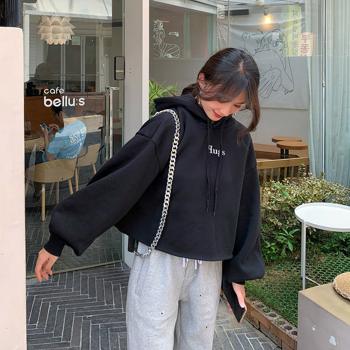 Damen lässiger Cropped Hoodie mit oversized Ärmeln Drune