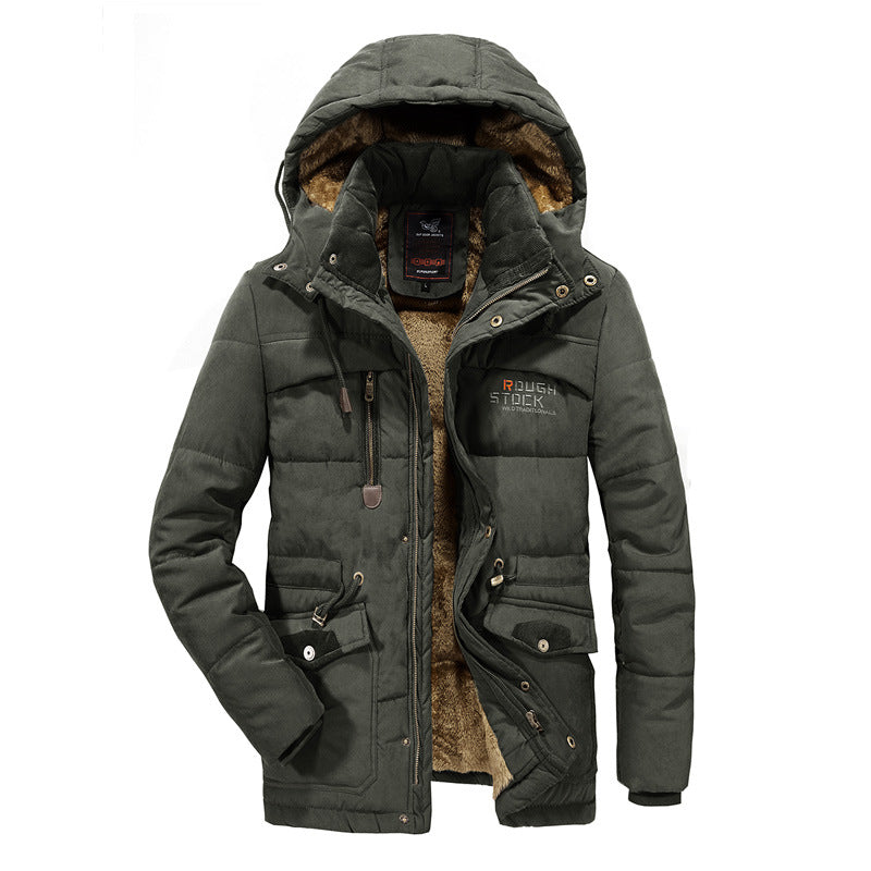 Herren wattierte Parka mit Kapuze und Teddyfutter Multitaschen Drune