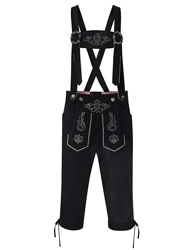 Damen  traditionelle Trachten Latzhose mit bestickten Taschen und verstellbaren Trägern Drune