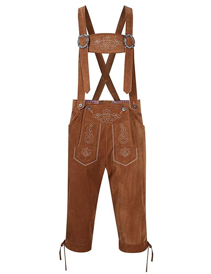 Damen  traditionelle Trachten Latzhose mit bestickten Taschen und verstellbaren Trägern Drune