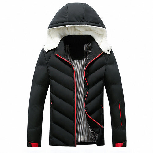 Herren Steppjacke mit Teddyfellkapuze und Chevron-Steppung Drune