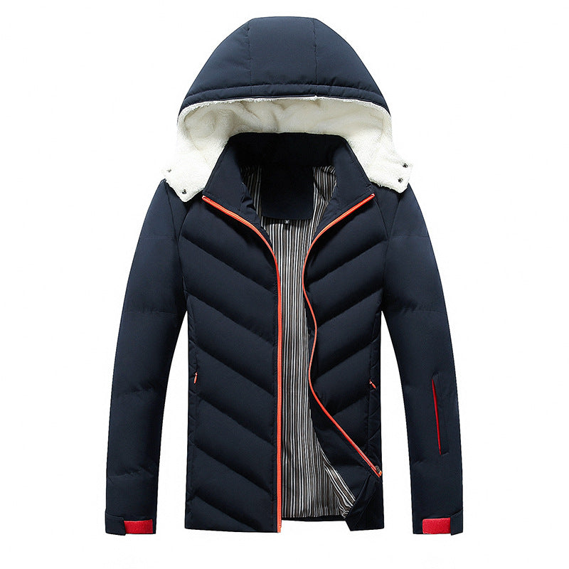 Herren Steppjacke mit Teddyfellkapuze und Chevron-Steppung Drune