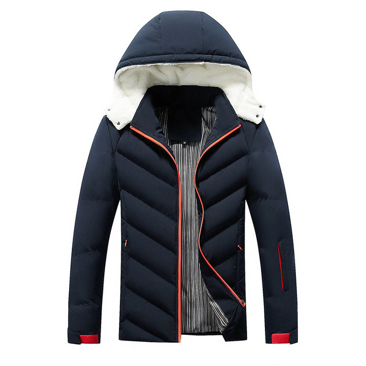 Herren Steppjacke mit Teddyfellkapuze und Chevron-Steppung Drune
