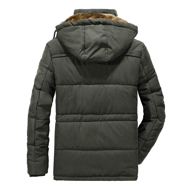 Herren wattierte Parka mit Kapuze und Teddyfutter Multitaschen Drune