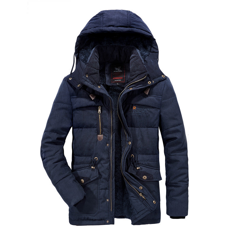 Herren wattierte Parka mit Kapuze und Teddyfutter Multitaschen Drune