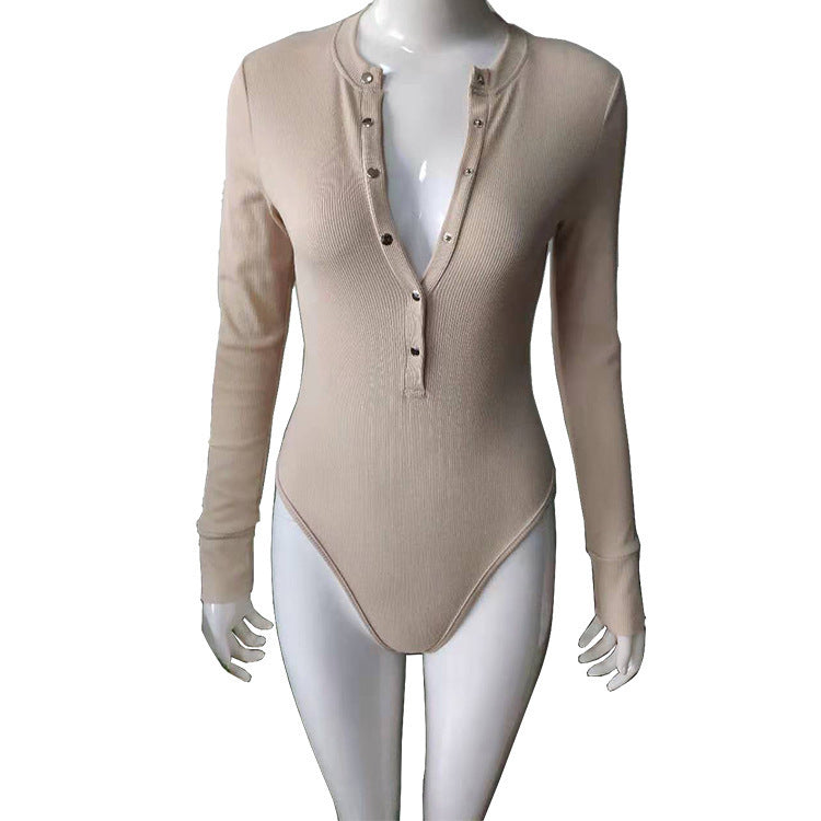 Damen Langarmshirt mit dekorativen Knöpfen und raffinierten Rippdetails Drune