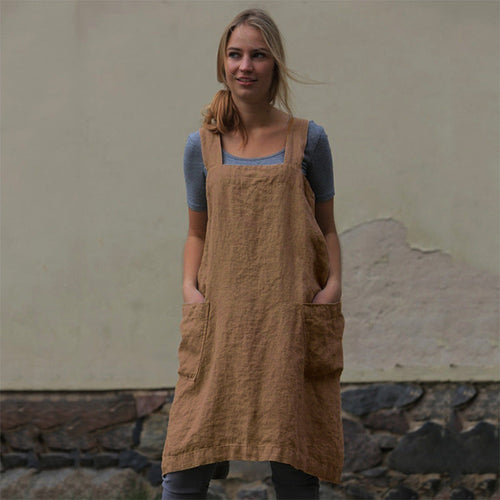 Leichtes Damenkleid aus Baumwolle und Leinen mit Taschen Drune