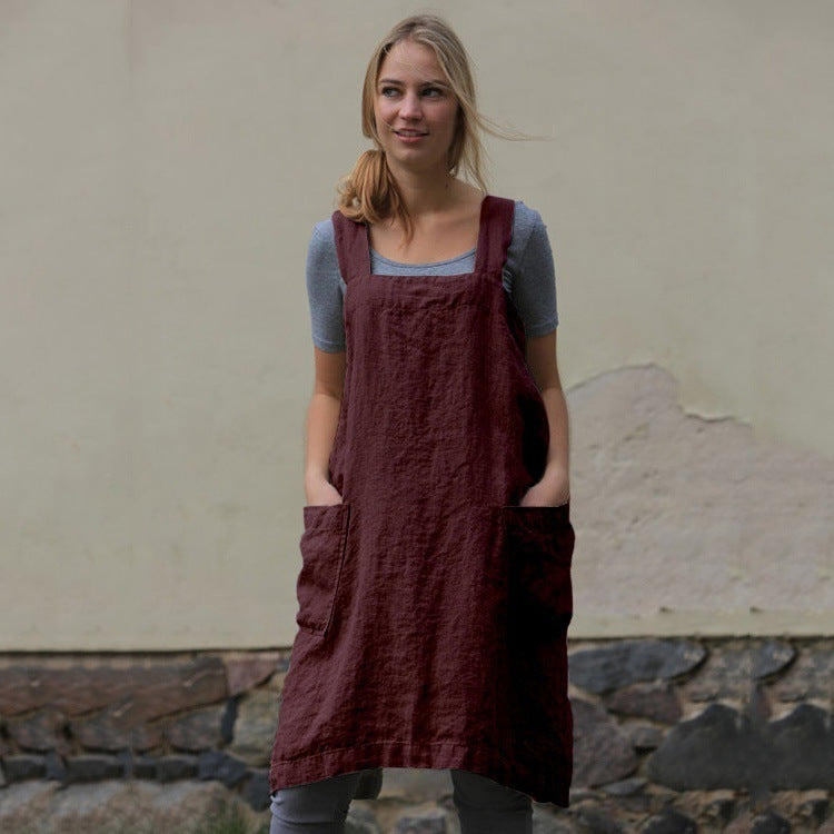 Leichtes Damenkleid aus Baumwolle und Leinen mit Taschen Drune