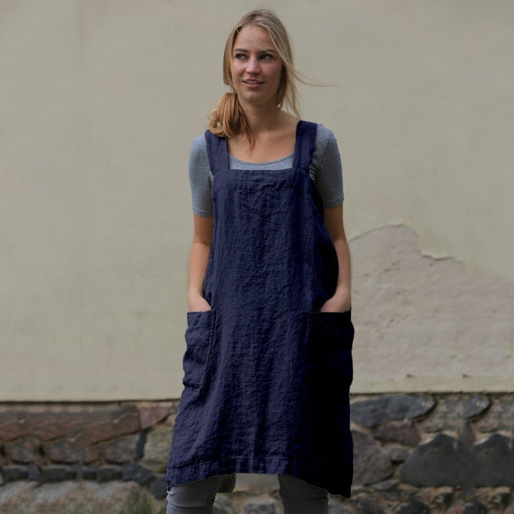 Leichtes Damenkleid aus Baumwolle und Leinen mit Taschen Drune