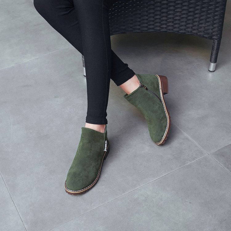 Damen Ankle-Boots aus softem Wildleder mit stabilem Blockabsatz Drune