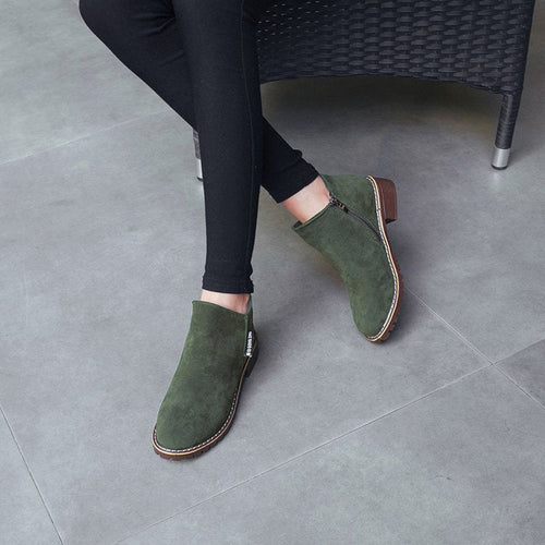 Damen Ankle-Boots aus softem Wildleder mit stabilem Blockabsatz Drune