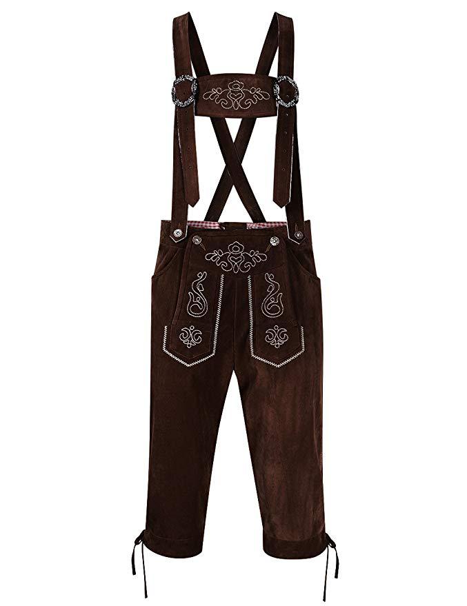 Damen  traditionelle Trachten Latzhose mit bestickten Taschen und verstellbaren Trägern Drune
