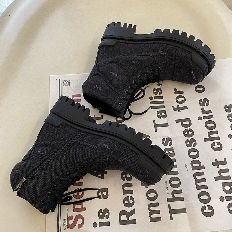 Gefütterte Herren-Canvas-Stiefel im Vintage-Look