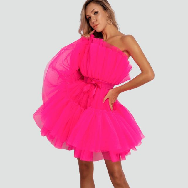 Drune | Trägerloses Tüllkleid mit geschichtetem Rock