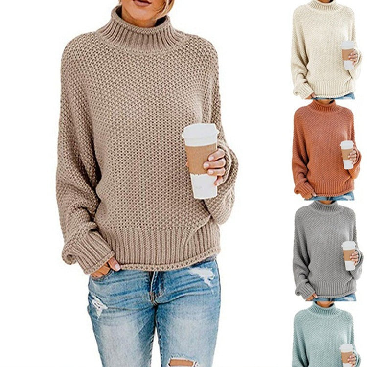 Damen Grobstrickpullover mit hochgeschlossenem Kragen und lässigem Schnitt Drune