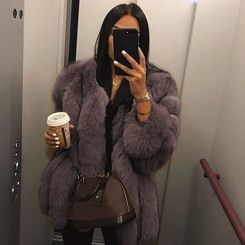 Drune | Kunstpelz-Mantel - Luxuriöser Oversized Schnitt - Glamouröse Winteroberbekleidung