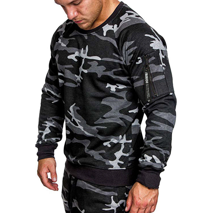 Herren sportlicher Sweatshirt mit praktischer Reißverschlusstasche Drune