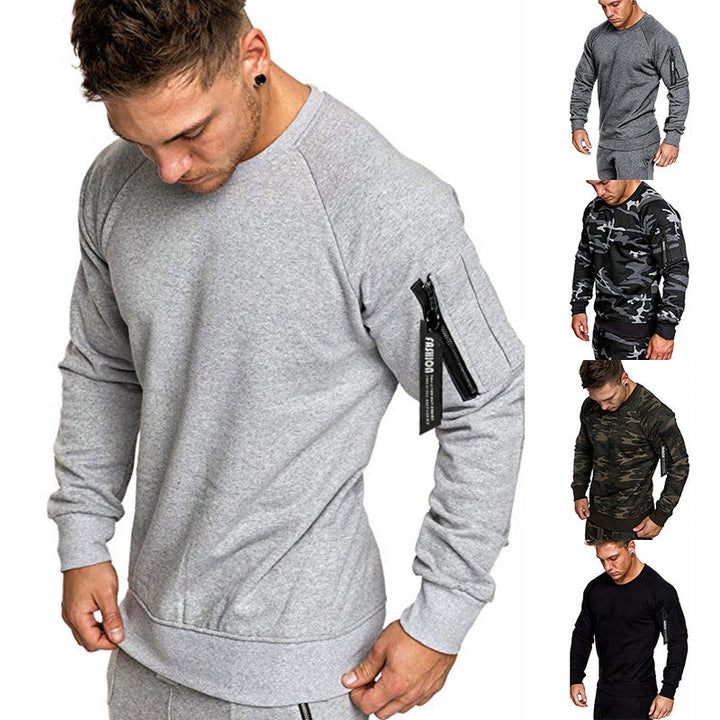 Herren sportlicher Sweatshirt mit praktischer Reißverschlusstasche Drune