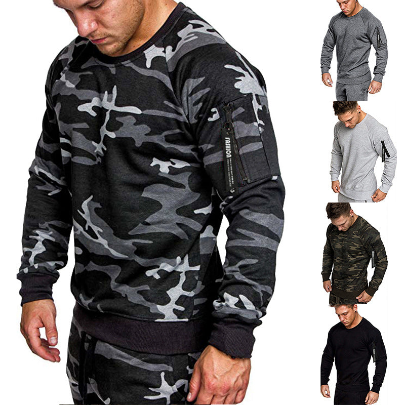 Herren sportlicher Sweatshirt mit praktischer Reißverschlusstasche Drune