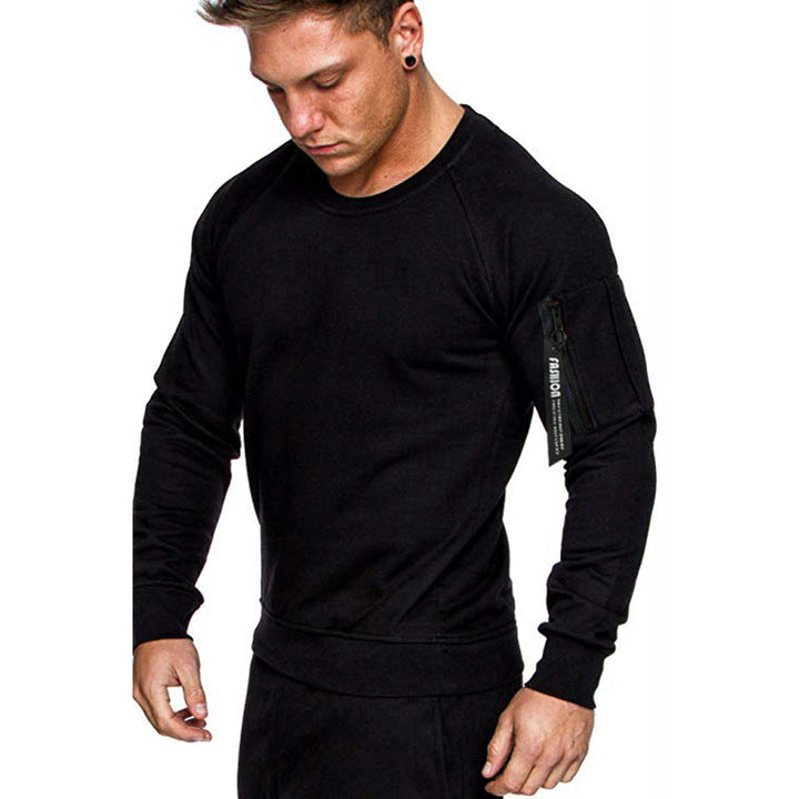 Herren sportlicher Sweatshirt mit praktischer Reißverschlusstasche Drune