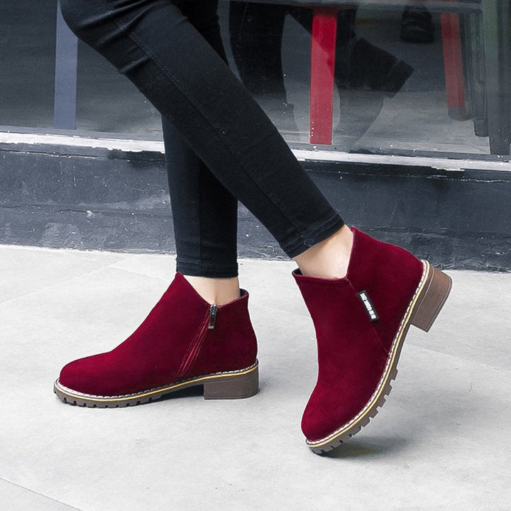 Damen Ankle-Boots aus softem Wildleder mit stabilem Blockabsatz Drune